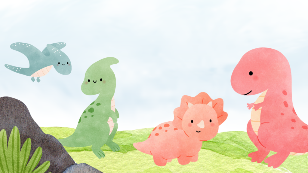 A small, brave boy emerging from the forest, calling out to a large dinosaur.