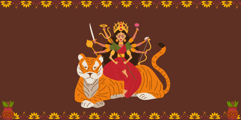 A divine goddess mother Durga radiating power and blessings.