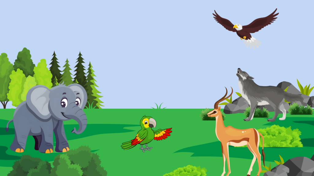 Mithu the parrot returns from the city and tells the animals that the monkey’s magic is a trick where the food is hidden, not vanished.