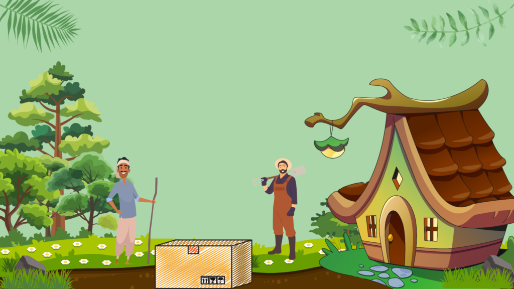 Gopal and Mohan cleverly lock the robber in a chest and throw it into a deep pit.