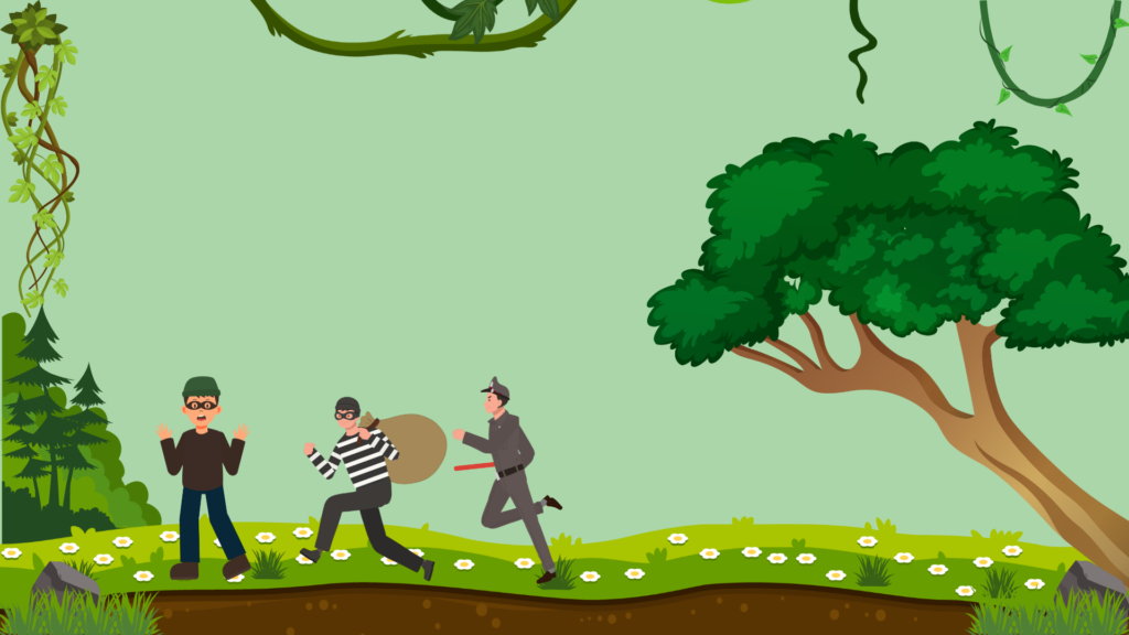 Gopal and Mohan trap the robbers inside the house until soldiers arrive and capture them.