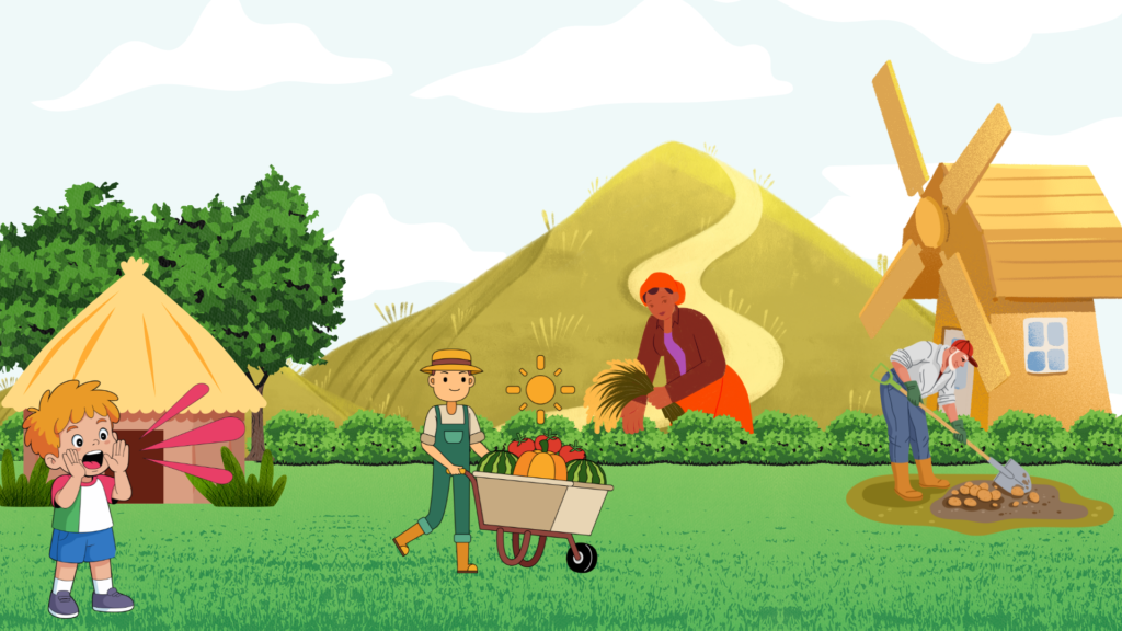 A mischievous boy runs to the village pretending a wolf is after the sheep.