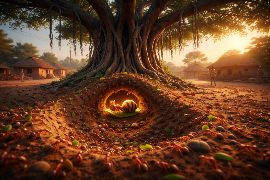 Ant wearing a hat (ટોપી પહેરેલી કીડી)